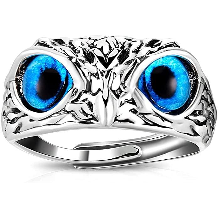 Owl ring (adjustable), metal for men and women(Pack of 2)