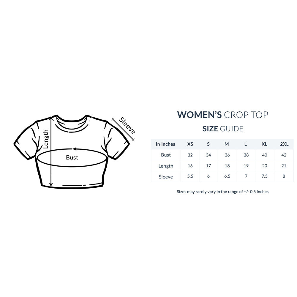 Unboxed Apparel - Psy - Butterfly - Women's Crop Top Size Guide